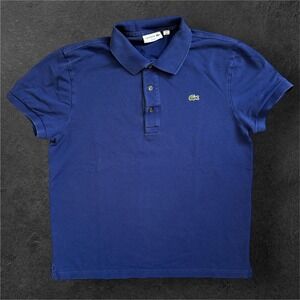 Lacoste Polo Shirt Mens Large Blue Fit Short Sleeve Crocodile Logo Size 5